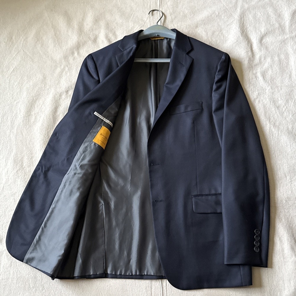 Hickey Freeman Traveler Bartley Soft Blazer Sz 40R Navy Worsted Wool Made in USA